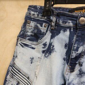 Copper Rivet Jeans Distressed Pockets Grunge Stretchy Slim Fit Mens 32x32